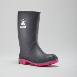 Charcoal-Magenta : Stomp Kids' Rain Boots - Main View