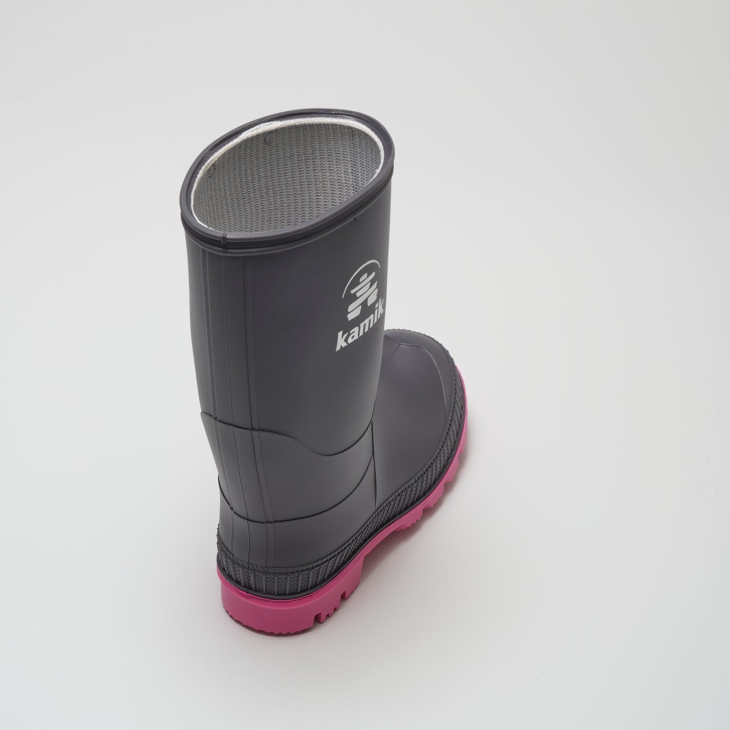 Charcoal-Magenta : Stomp Kids' Rain Boots - Top View