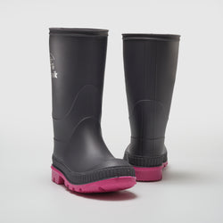 Charcoal-Magenta : Stomp Kids' Rain Boots - Pair View