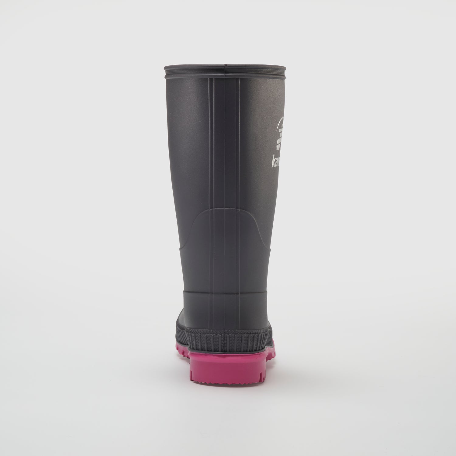 Charcoal-Magenta : Stomp Kids' Rain Boots - Back View