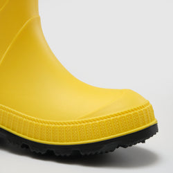 Yellow-Black : Stomp Kids' Rain Boots - Side View Close-up