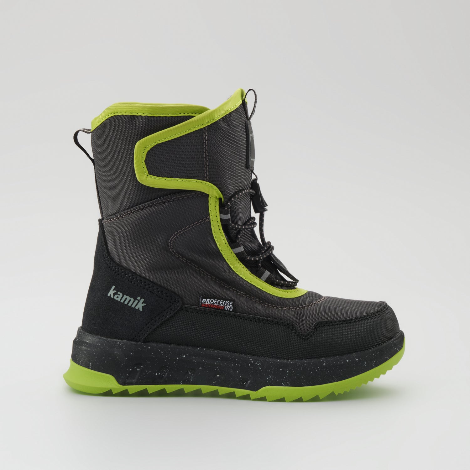 Charcoal-Lime : Stormex EZ Kids Winter Boots - Side View