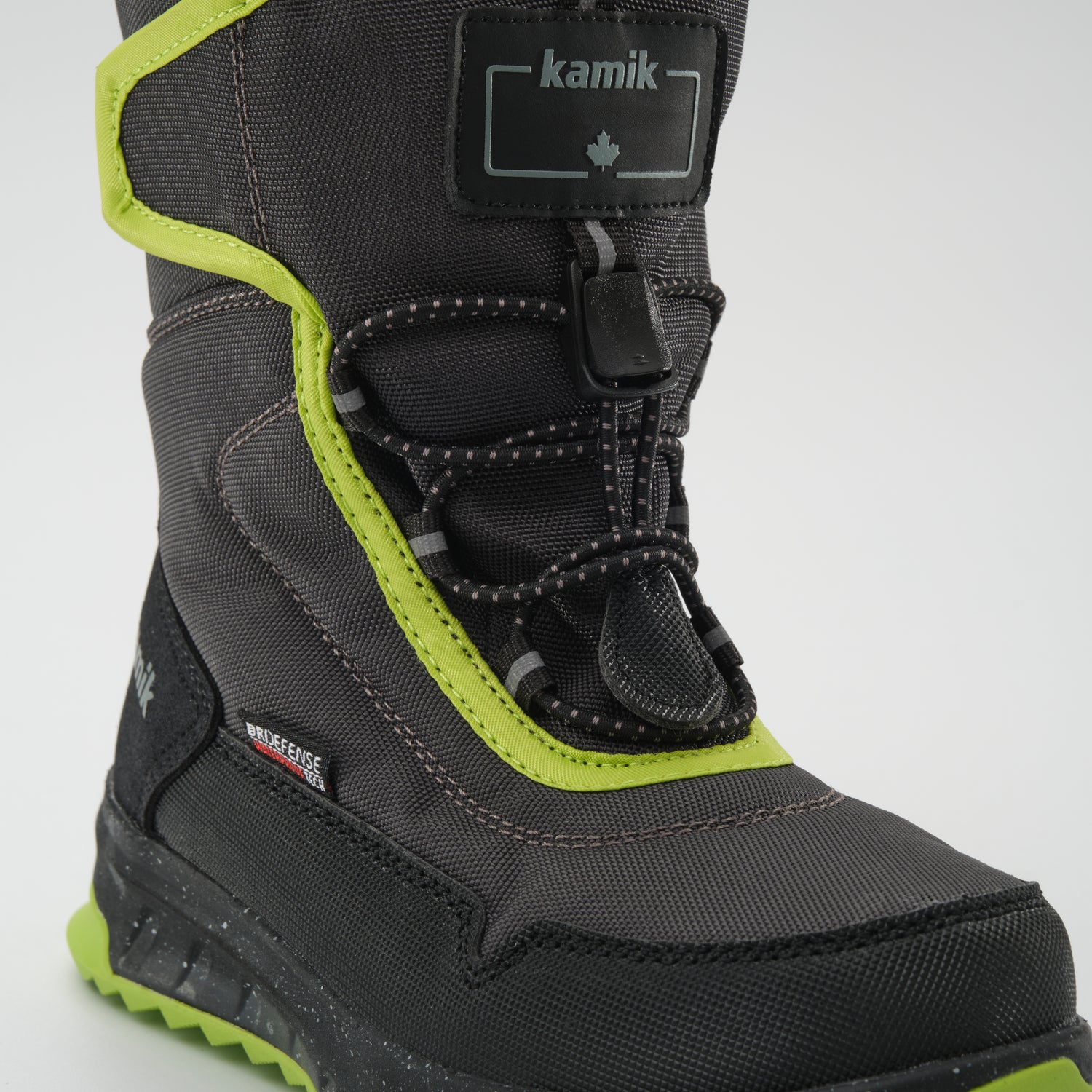 Charcoal-Lime : Stormex EZ Kids Winter Boots - Laces View