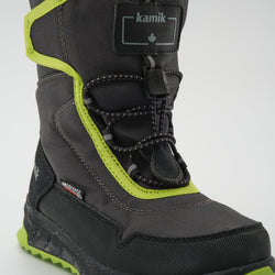 Charcoal-Lime : Stormex EZ Kids Winter Boots - Laces View