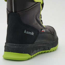 Charcoal-Lime : Stormex EZ Kids Winter Boots - Close-up Back View