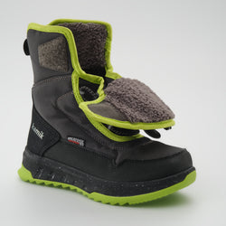 Charcoal-Lime : Stormex EZ Kids Winter Boots - EZ-ON-OFF View