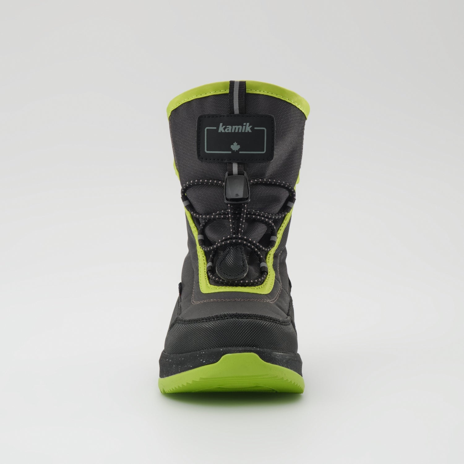 Charcoal-Lime : Stormex EZ Kids Winter Boots - Front View