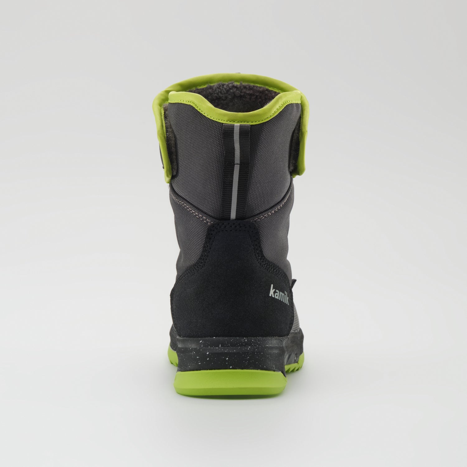 Charcoal-Lime : Stormex EZ Kids Winter Boots - Back View