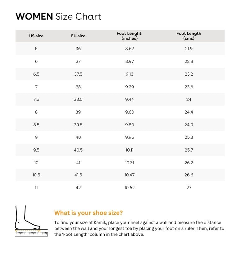 Sizing chart for ALBORG - Women