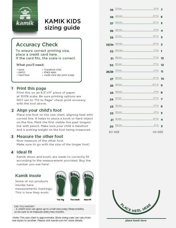 Shoe Size Chart for Men, Women & Kids Kamik Canada